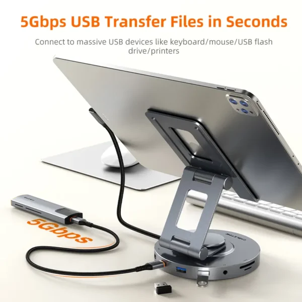 Soporte Hub para Ipad Pro USB-C a HDMI, USB-A, USB-C, SD, TF, PD, Audio 3.5mm - CABLETIME | CB02G