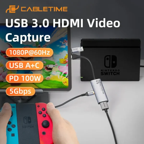Hub Cabletime CB66G – Adaptador USB-C Multipuerto para Laptops, Tablets y Smartphones