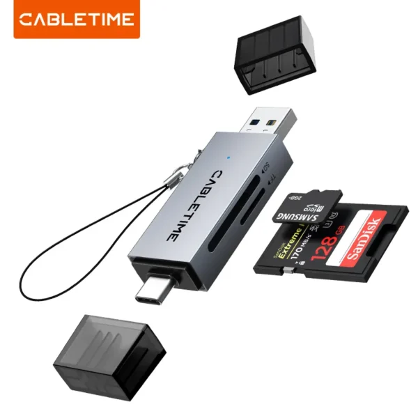 Cabletime CD40G – Lector de Tarjetas USB-A/USB-C 3.0 Cabletime CD40G – Lector de Tarjetas USB-A/USB-C 3.0